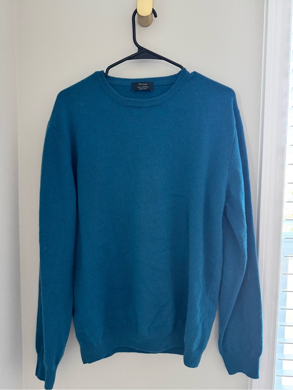 100% Cashmere Teal Crewneck Sweater from Italy - Men